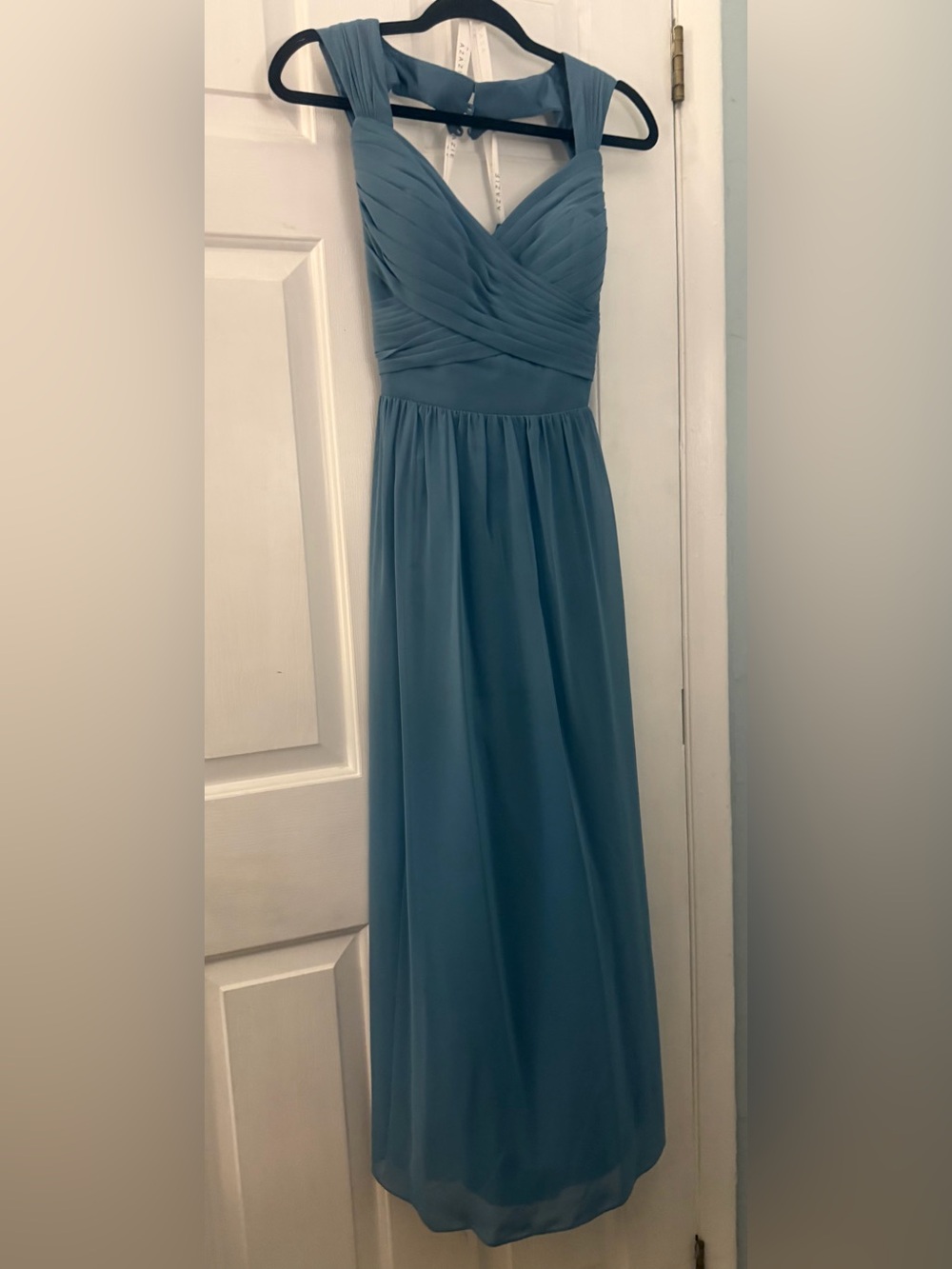Azazie Dusty Blue Chiffon Bridesmaid Maxi Dress A14 Size 14